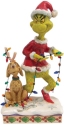 Jim Shore Dr Seuss 6010779 Grinch and Max Wrapped in Lights Figurine