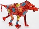African Tin Animals PTABAB Baboon Painted Tin Statue