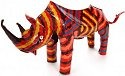 African Tin Animals PTASR Rhino Painted Tin Statue