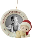 Precious Moments 201010N Black Baby's First Christmas Photo Frame Ornament