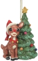 Rudolph Traditions by Jim Shore 6010720i Rudolph Next To Christmas Tree Ornament